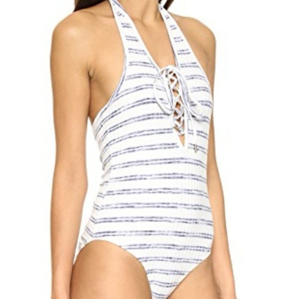 Re:named Striped Halter Bodysuit Size: S